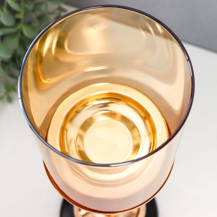 Подсвечник металл, стекло на 1 свечу Подсвечник металл, стекло на 1 свечу "Жако" d-8,5 см, золото 11,5х11,5х38,5 см