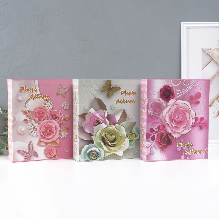 Фотоальбом на 80 фото 10х15 см Фотоальбом на 80 фото 10х15 см "Мраморная роза" в коробке МИКС 5,3х19х23 см