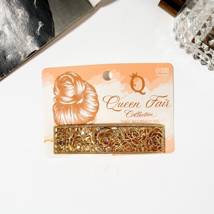 Заколка-автомат для волос Заколка-автомат для волос "Либерти" розы, 8,3 см, золото