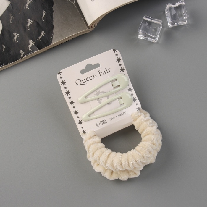 Набор для волос  Набор для волос "Глория нежность" (2 резинки 5,5 см, 2 невидимки 5 см) молочный