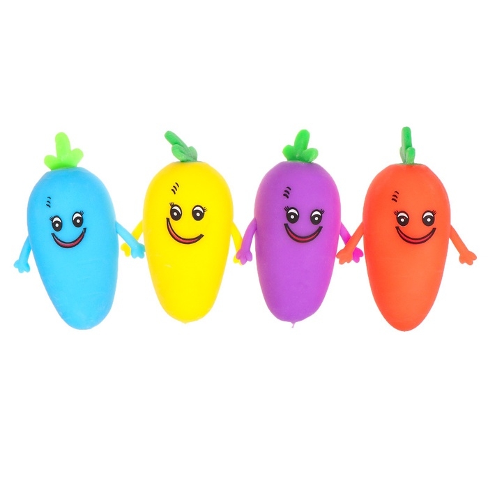 Антистресс игрушка - мялка «Морковки», с пастой, набор 4 шт, цвета МИКС Антистресс игрушка - мялка «Морковки», с пастой, набор 4 шт, цвета МИКС
