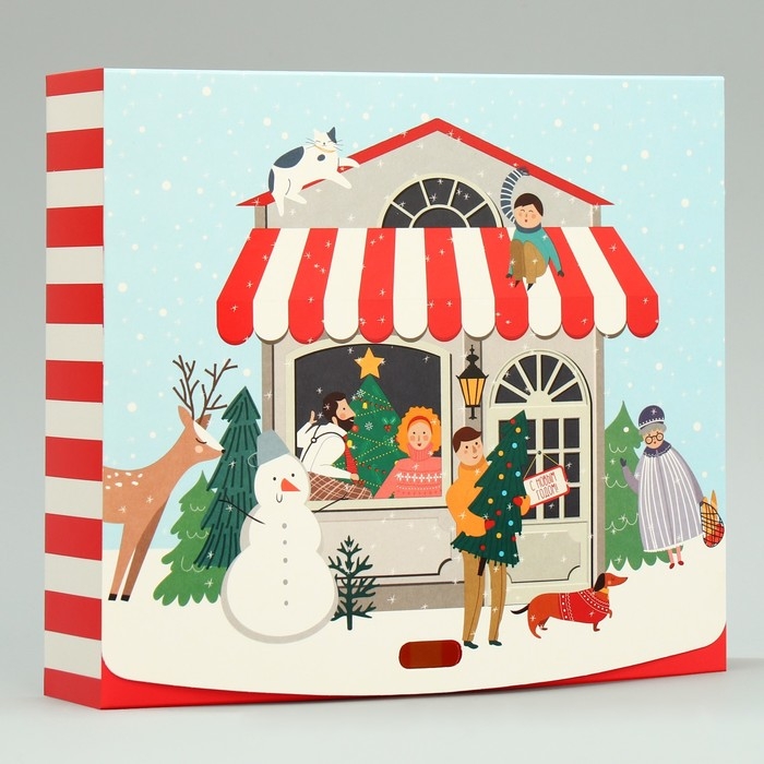 Коробка подарочная новогодняя складная «Новогодние истории», 20 х 18 х 5 см, БЕЗ ЛЕНТЫ, Новый год Коробка подарочная новогодняя складная «Новогодние истории», 20 х 18 х 5 см, БЕЗ ЛЕНТЫ, Новый год