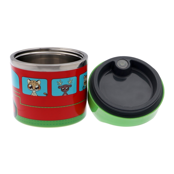 Ланч-бокс Ланч-бокс "В мире зверей", 630 мл, сохраняет тепло 3 ч, 11 х 15 см, зеленый