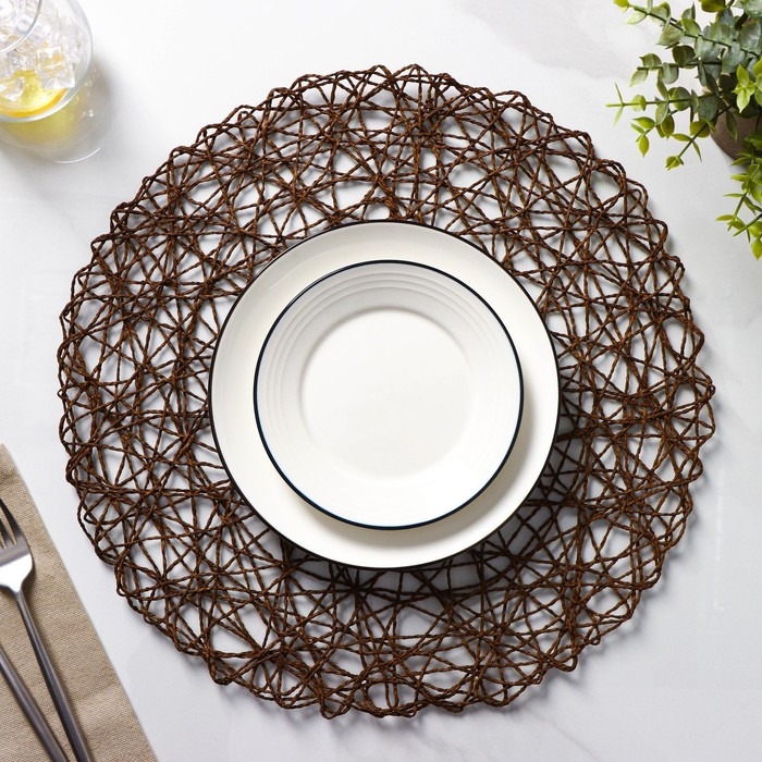 Салфетки сервировочные на стол Доляна «Одуванчик», 4 шт, d=38 см, цвет коричневый Салфетки сервировочные на стол Доляна «Одуванчик», 4 шт, d=38 см, цвет коричневый