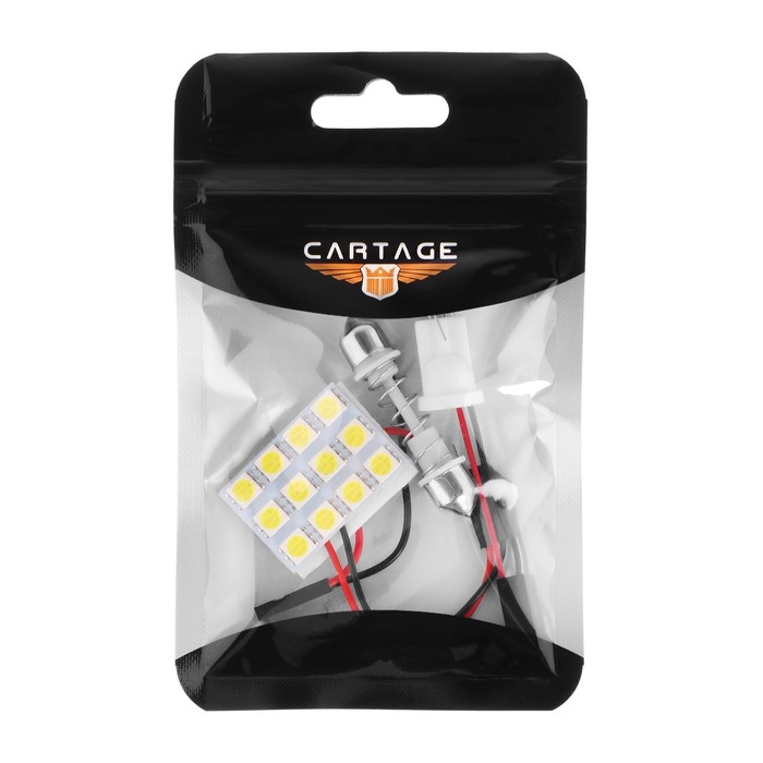 Автолампа светодиодная Cartage, 12 В, 12 SMD-5050, свет белый Автолампа светодиодная Cartage, 12 В, 12 SMD-5050, свет белый