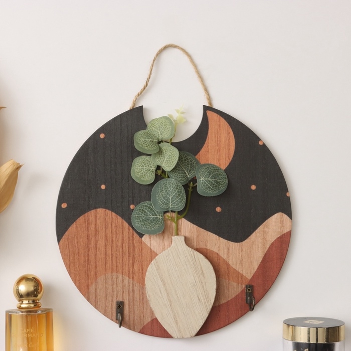 Крючки декоративные дерево Крючки декоративные дерево "Абстракция. Горы. Цветок" 1,5х23,4х22,5 см