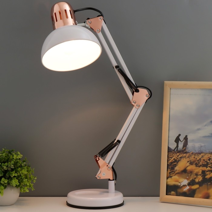 Настольная лампа "Джоел" Е27 40Вт бело-золотой 15х15х63 см RISALUX