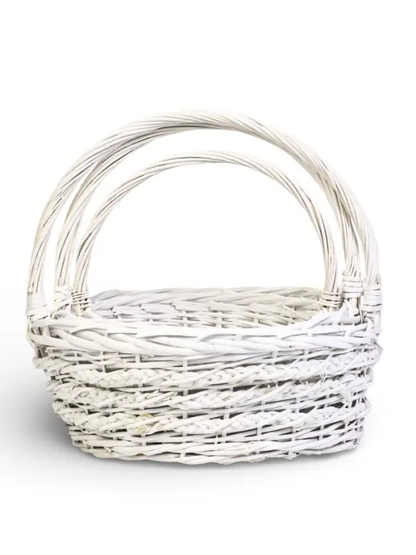 Набор корзин 3 шт ИВА 40x40x17 35х35x13 30х30x11 см ПЛЕТ ручка h=20/18/16 см бел