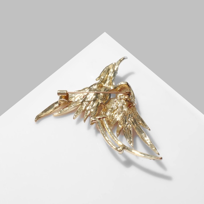 Брошь «Птица» феникс, цвет бело-жёлтый в золоте Брошь «Птица» феникс, цвет бело-жёлтый в золоте