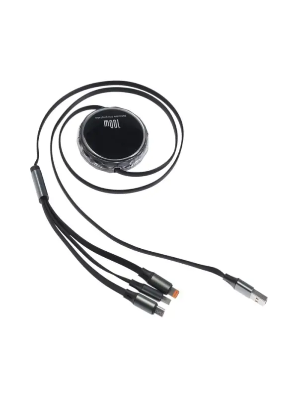 Кабель Type-C-Type-C, 2 А, Type-C-microUSB, lighting, с подставкой, 3 А, 1 м, чёрный