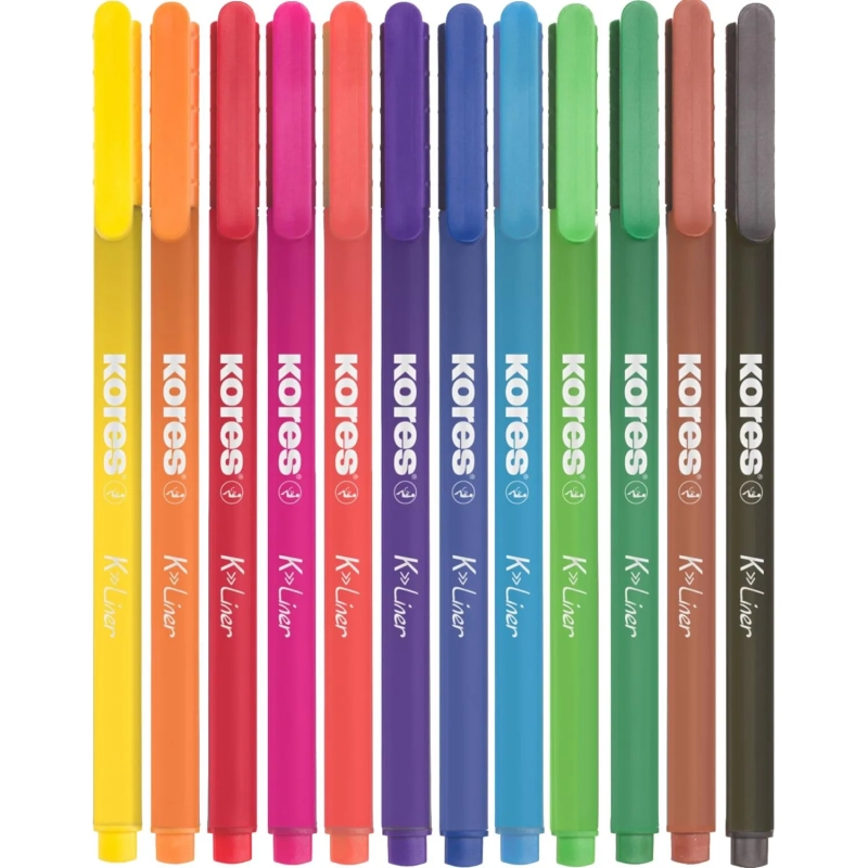 Набор линеров Kores 0,4мм набор из 12цв./уп, пластик, 28112