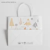 Пакет подарочный новогодний крафт &laquo;С Новым годом&raquo;, 25&times;22&times;12 см
