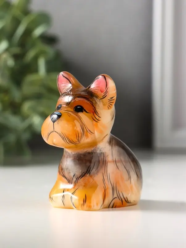 Фигурка &laquo;Собака Йорк терьер&raquo;, 6.5&times;7.5 см, селенит, МИКС