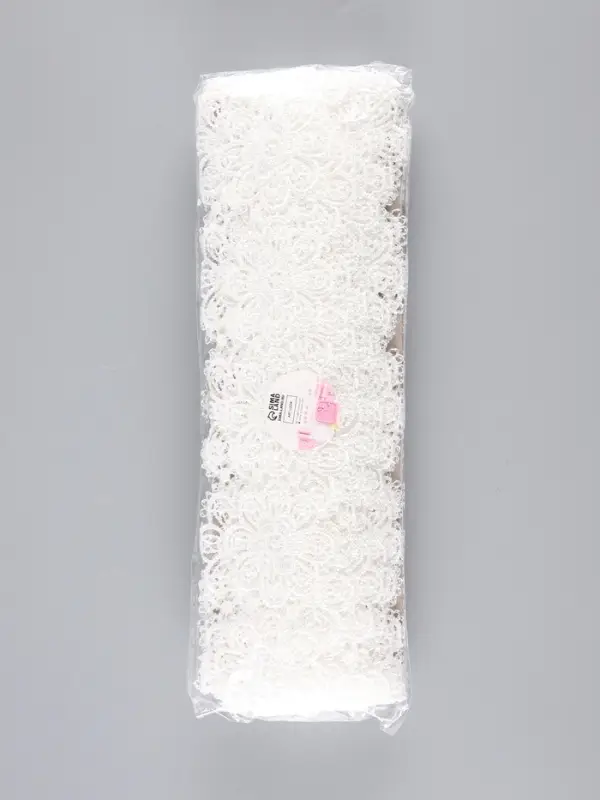 Кружево гипюровое, 55 мм, 9&plusmn;0.5 м, цвет белый