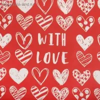 Бумага упаковочная крафтовая &laquo;With love&raquo;, фон красный, 50 х 70 см
