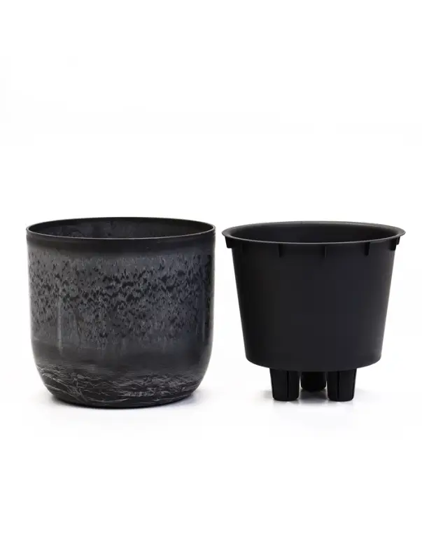 Кашпо со вставкой 3,7 л d22 см h20 см МИКРИТ серый слайн