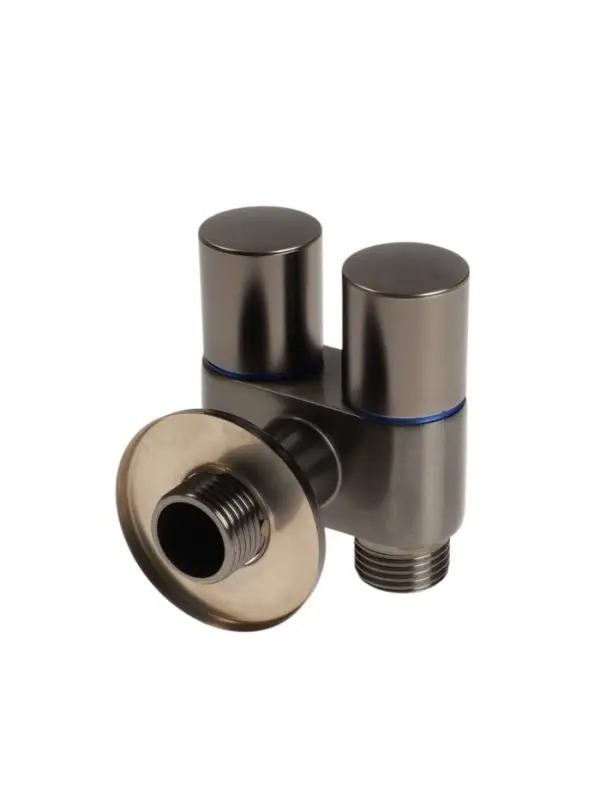 Кран двойной ZEIN engr, 1/2" &times; 1/2", два вентиля, кран-букса керамика, нерж. сталь, графит