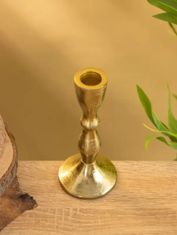 Подсвечник "Оттепель" алюминий 16 см, цв. золото