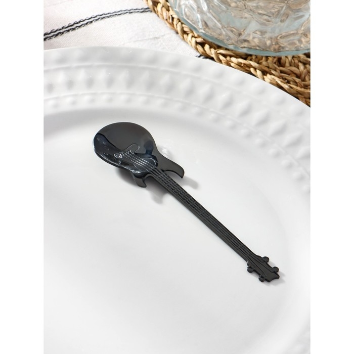 Ложка десертная из нержавеющей стали Magistro &laquo;Гитара&raquo;, длина 12 см, цвет чёрный