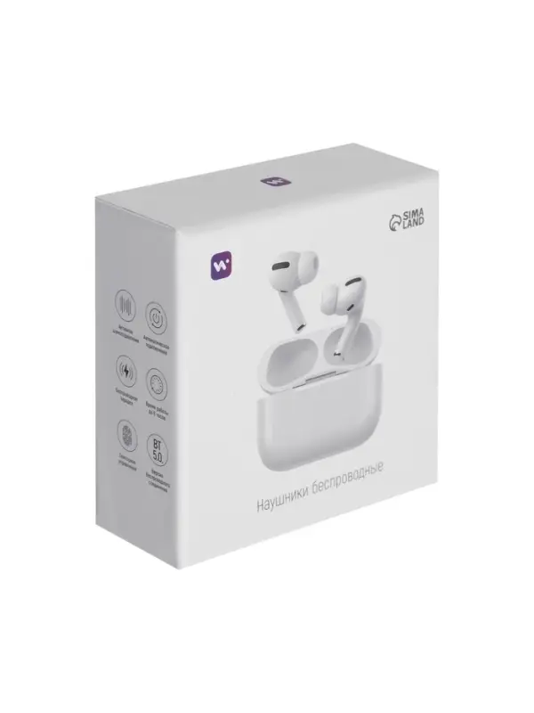 Наушники TWS беспроводные, Windigo Pro 2, вакуумные, Bluetooth 5.0, 45/500 мАч, с шумоподавлением, белые