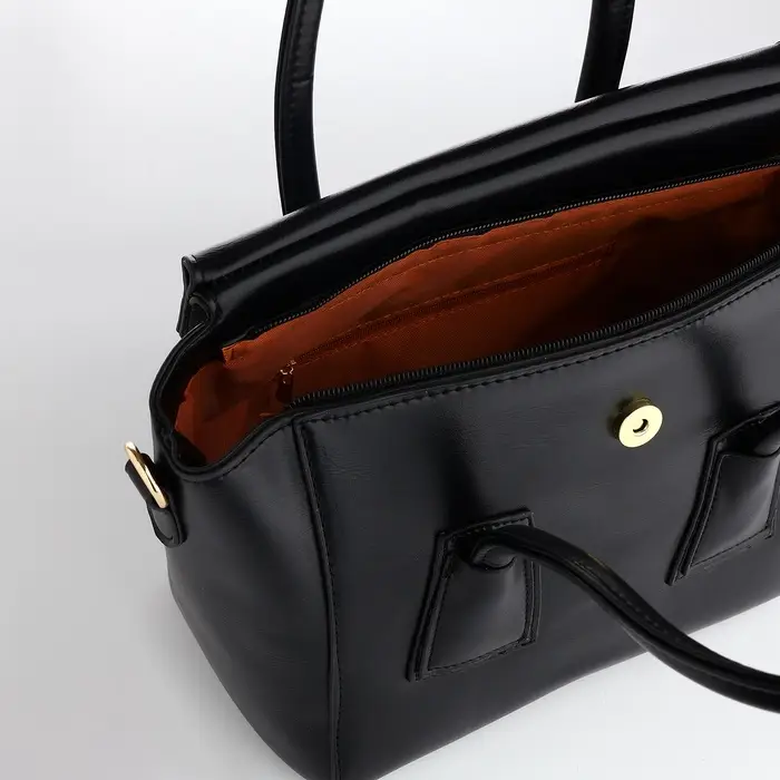 Сумка женская мессенджер на магните, 35&times;15&times;23 см, чёрная