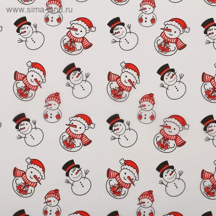 Бумага упаковочная тишью &laquo;Снеговики&raquo;, 50 х 66 см