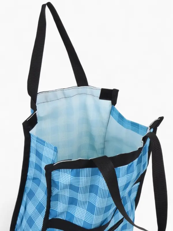 Сумка хозяйственная складная на липучке, 2 колеса, наружный карман, 32&times;13&times;52 см, голубая