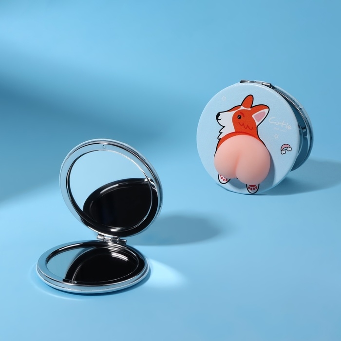 Зеркало - антистресс «Корги», складное, d = 7,2 см, с увеличением, искусственная кожа, цвет голубой Зеркало - антистресс «Корги», складное, d = 7,2 см, с увеличением, искусственная кожа, цвет голубой