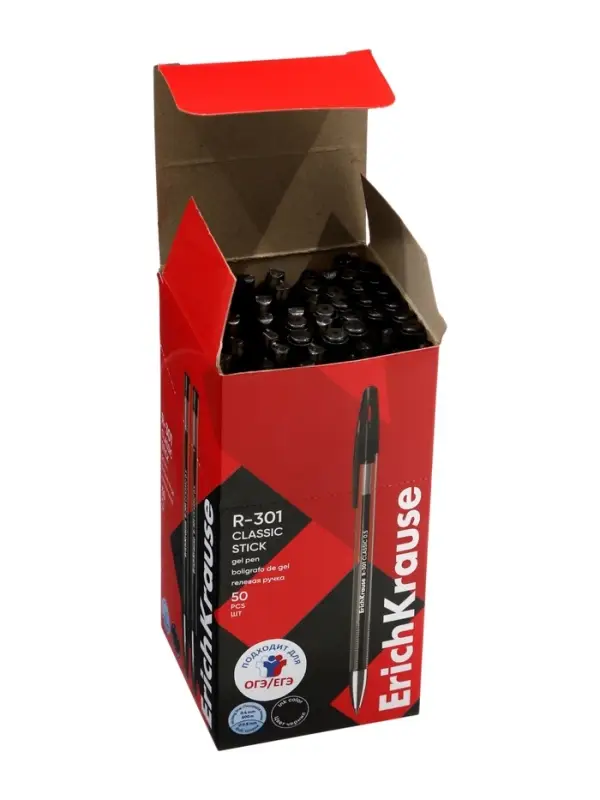 Ручка гелевая ErichKrause R=301 Gel Stick Classic, узел 0.5 мм, чёрная