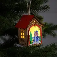 Ёлочная игрушка &laquo;Домик со Снегурочкой&raquo;, 11&times;8.5&times;7.5 см, 1 LED, от батареек, свечение тёплое белое