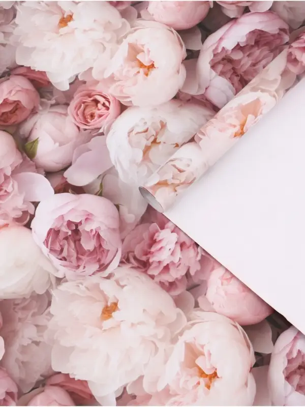 Бумага упаковочная, глянцевая &laquo;Весенний букет пионов&raquo;, 70&times;50 см