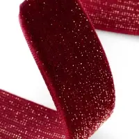Лента бархатная, с золотым люрексом, 20 мм, 18&plusmn;1 м, бордовая №46