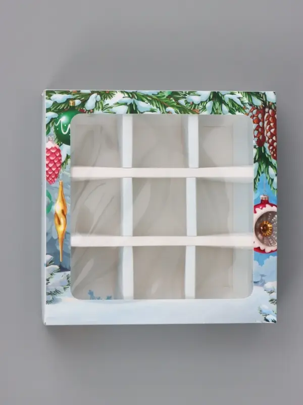Коробка подарочная для 9 конфет &laquo;С праздником зимы&raquo; 14.5&times;14.5&times;3.5 см