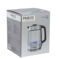 Чайник электрический RED SOLUTION G104, 1.7 л, 2200 Вт, стекло, съёмная крышка, серый