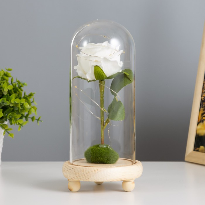 Ночник колба Ночник колба "Роза белая" LED 3ААА 10х10х20 см RISALUX