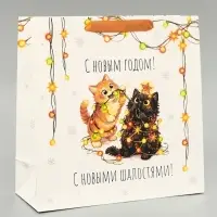 Пакет подарочный ламинированный квадратный &laquo;Праздник 2&raquo;, 30&times;30&times;12 см