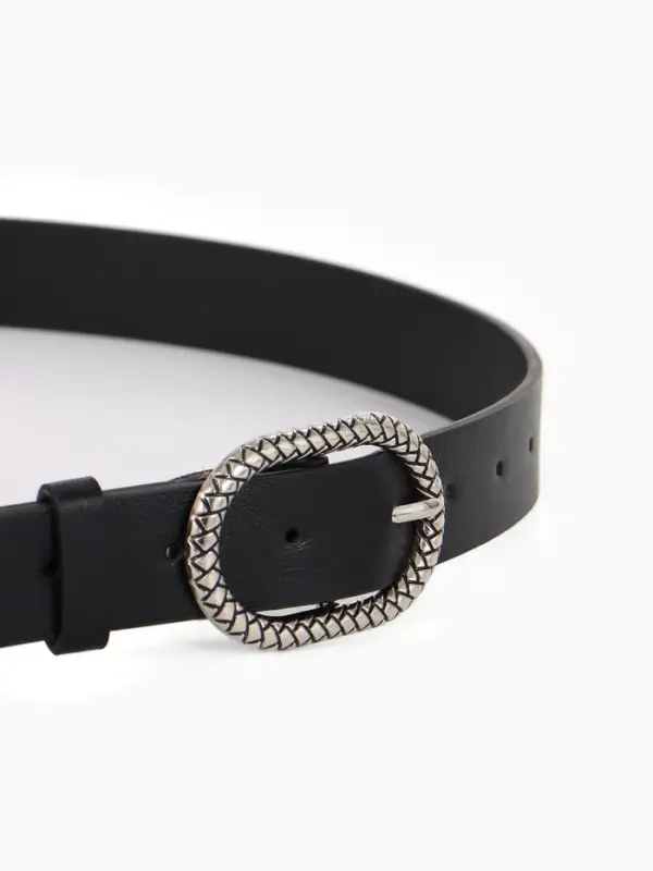 Ремень жен 05-01-02-01, Июнь2511, 2,9*0,3*110 см, винт, пряж металл, 1 прокол, черный