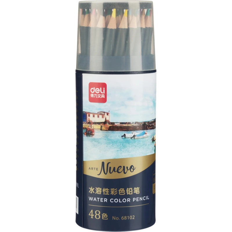 Карандаши акварельные Deli Arte Nuevo липа 48 цв/наб мет.туб. 68102