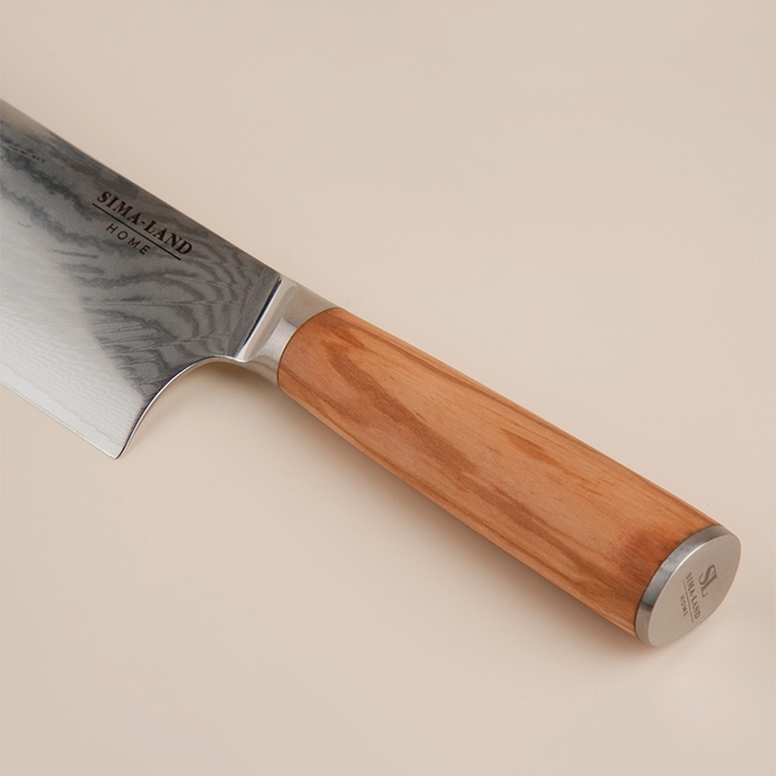 Нож кухонный SL Home «Оливия», топорик, лезвие 17,78 см, дамасская сталь, цвет коричневый