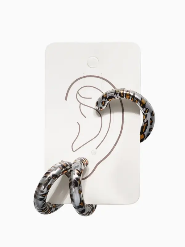 Серьги и каффы QF &laquo;Леопард&raquo;, набор, цвет серебро