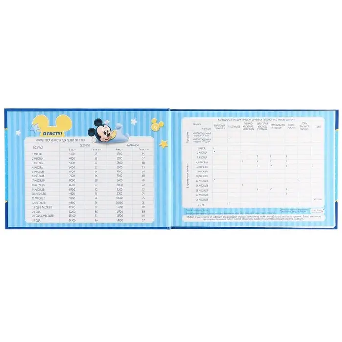 Медицинская карта &laquo;История развития ребёнка&raquo;, Микки Маус, 40 листов