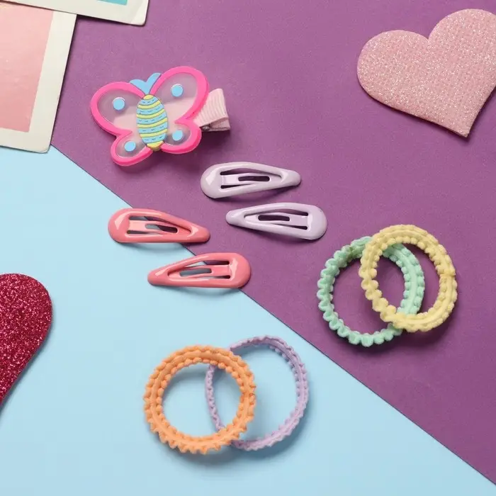 Набор для волос Набор для волос "Лучик" (8 резинкок 3 см, 4 невидимки 3 см, зажим 4 см ) бабочка