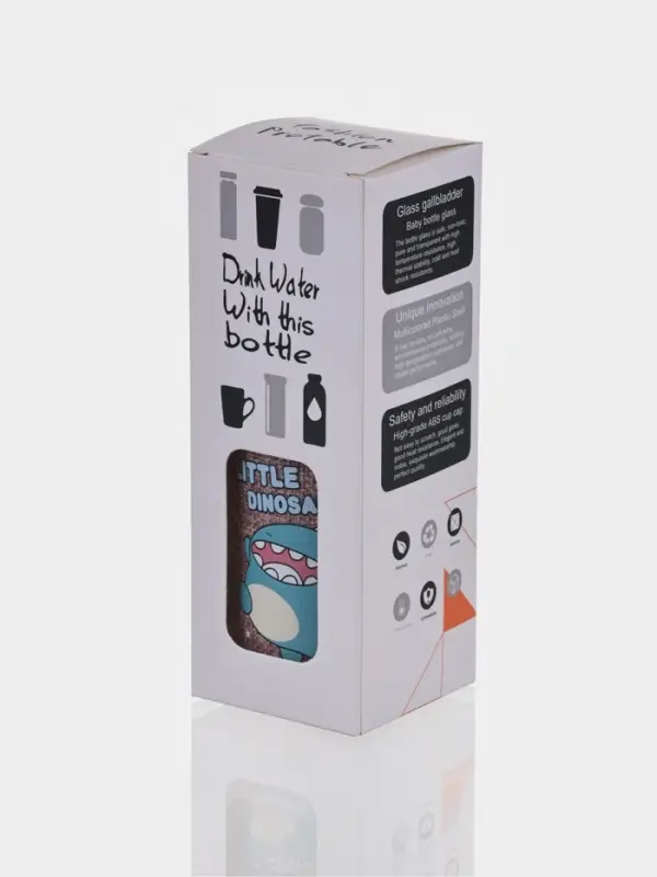 Бутылка для воды в чехле &laquo;Дино&raquo;, 300 мл, h=17 см, стекло, рисунок МИКС