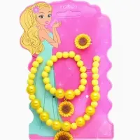 Набор детский &laquo;Выбражулька. Цветок Подсолнух&raquo;, 3 предмета: бусы, браслет, кольцо безразмерное, желтый