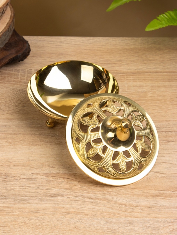 Сахарница на ножках "Космическая" латунь 11х11х10 см