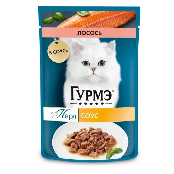 Влажный корм GOURMET PERLE для кошек, лосось, соус, 75 г Влажный корм GOURMET PERLE для кошек, лосось, соус, 75 г