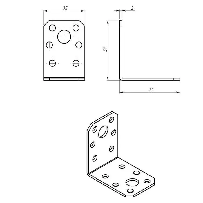 Уголок крепёжный 50 х 50 х 35 х 2 мм, ГОЦ Уголок крепёжный 50 х 50 х 35 х 2 мм, ГОЦ