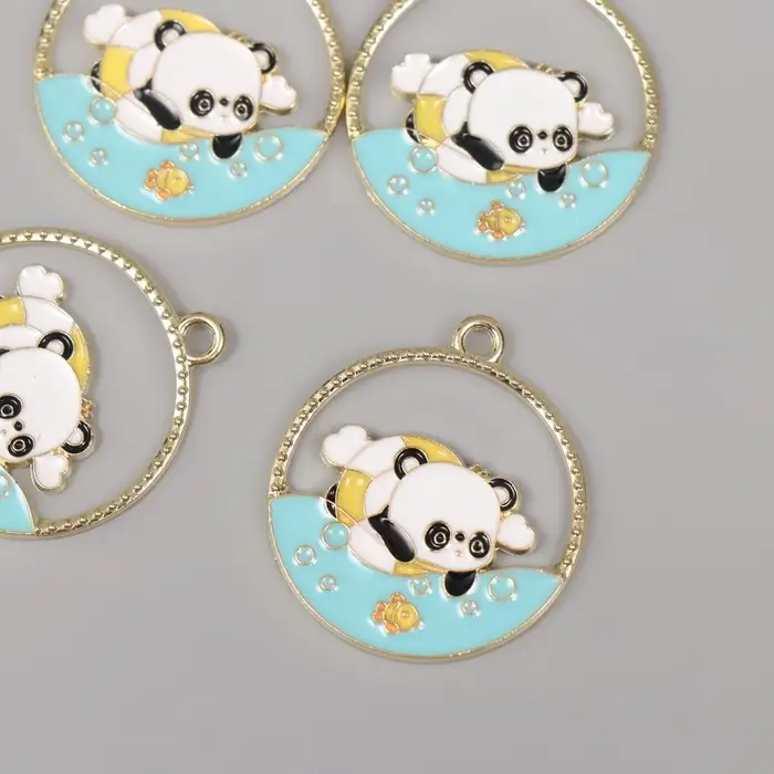 Декор для творчества металл, эмаль Декор для творчества металл, эмаль "Пандочка в море" 2,8х2,5 см