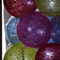 Гирлянда &laquo;Нить&raquo; 5 м с насадками &laquo;Клубки цветные&raquo;, IP20, прозрачная нить, 20 LED, свечение белое, 220 В