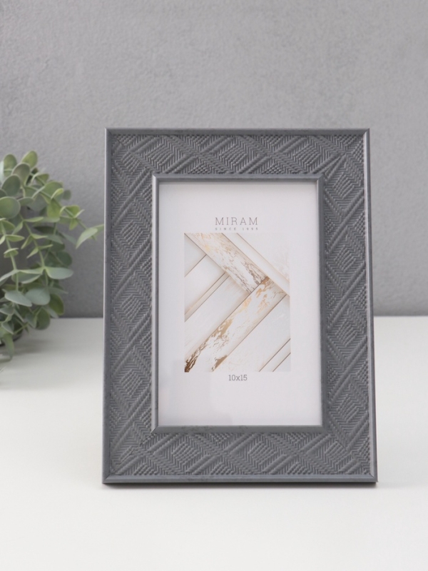 Фоторамка пластик Фоторамка пластик "МИРАМ" 10х15 см, тёмно-серый